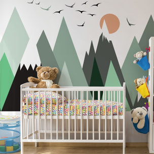 Stickers muraux enfants - Décoration chambre bébé - Autocollant Sticker mural géant enfant montagnes scandinaves NEBRASKA