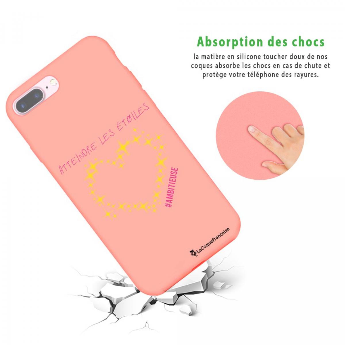 Coque iPhone 7 Plus/ 8 Plus Silicone Liquide Douce corail Atteindre les étoiles La Coque Francaise.