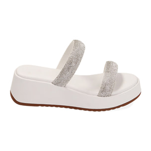 Ciabatte bianche, zeppa 5,5 cm