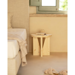 Table de chevet en bois massif en ton naturel de 40x40cm Hauteur: 40 Longueur: 40 Largeur: 40