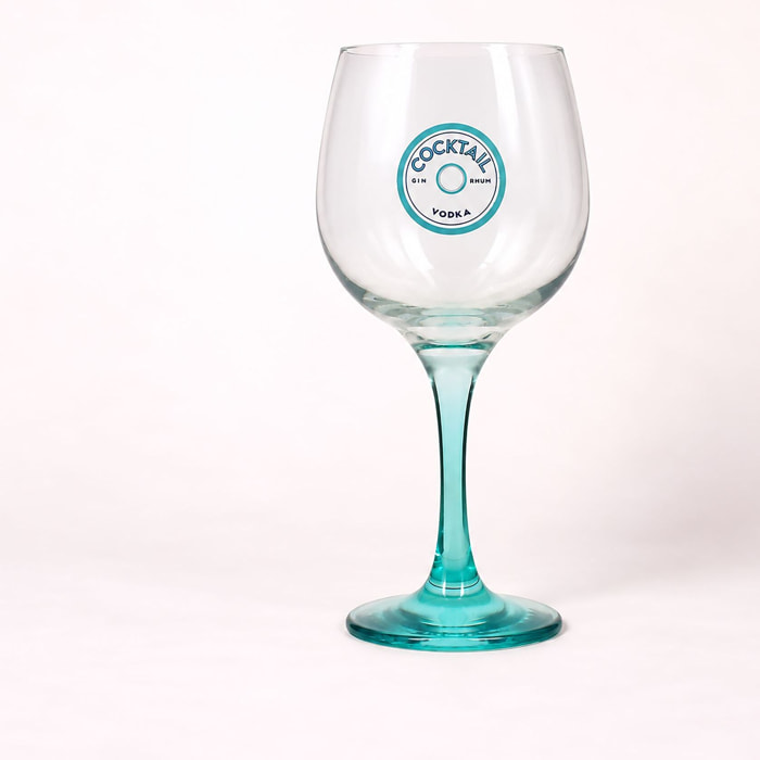 Lot de 2 verres à pied cocktail 73cl en verre transparent pied bleu