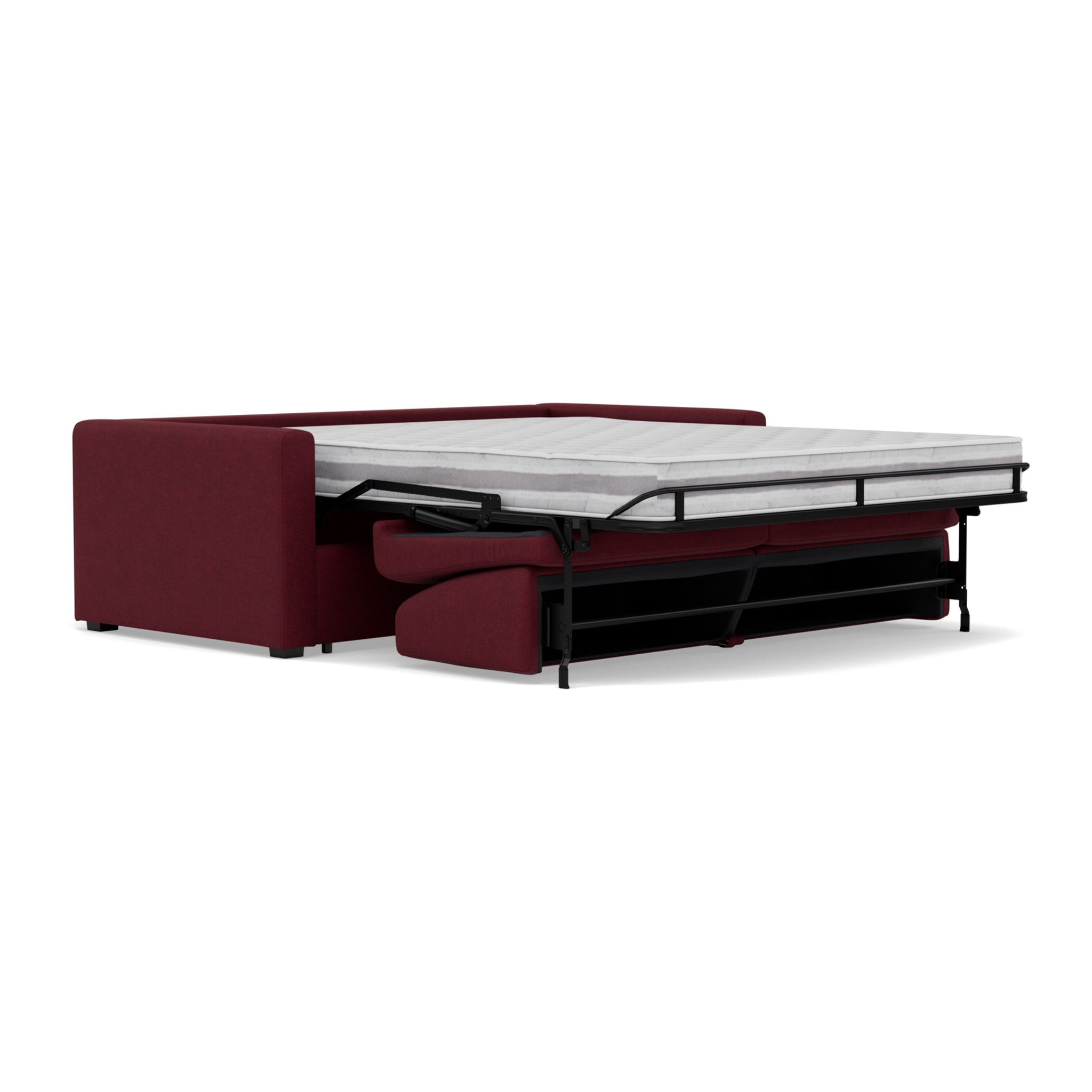 Julia - canapé 3 places convertible couchage quotidien matelas 18 cm en tissu - Prune