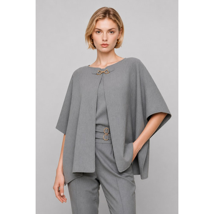 Kocca - Cappotto a mantella da donna in viscosa con fermaglio Donna