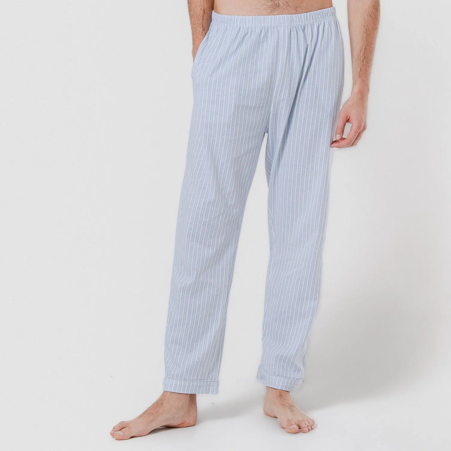 Pigiama lungo stile camicia in cotone azzurro chiaro ferdinand