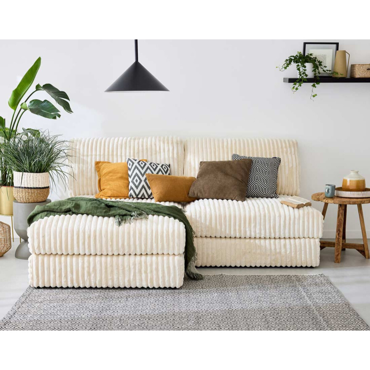 Jasper - module d'assise - en fausse fourrure côtelée - Beige