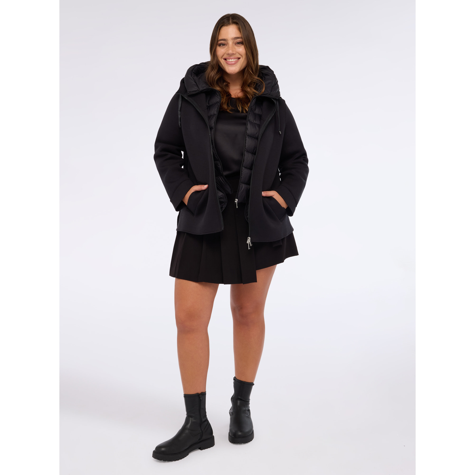 Fiorella Rubino - Chaqueta de neopreno con pechera extraíble - Negro