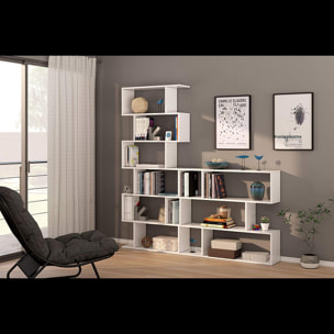 Libreria Friburgo Design Scaffale Mensola Moderna Bianca Mobile per Libri con Ripiani per Soggiorno Salotto 192 x 80 x 25 cm (Colore Bianco)