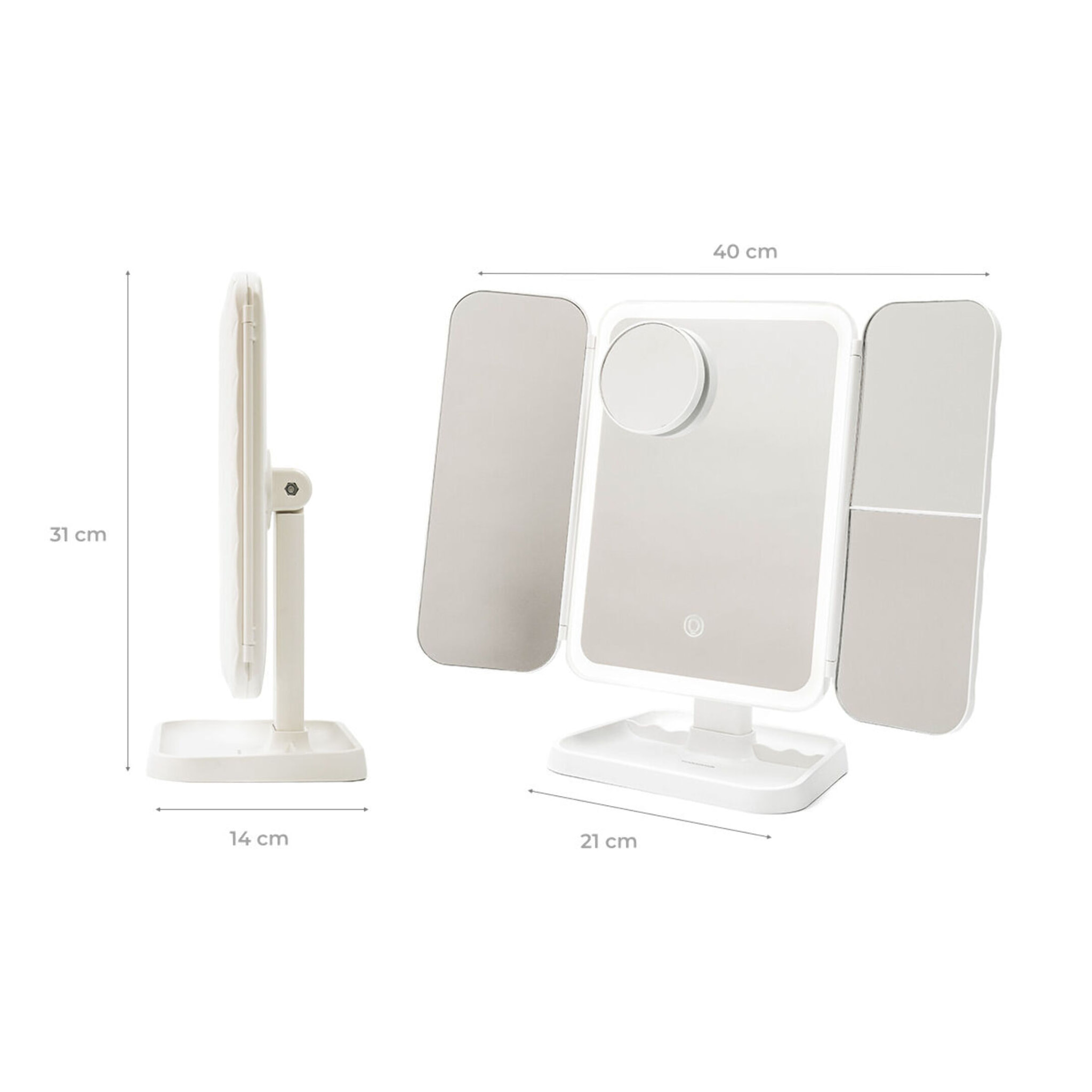 Miroir de Maquillage Triptique Rechargeable avec Grossissement et Lumière LED Miled InnovaGoods