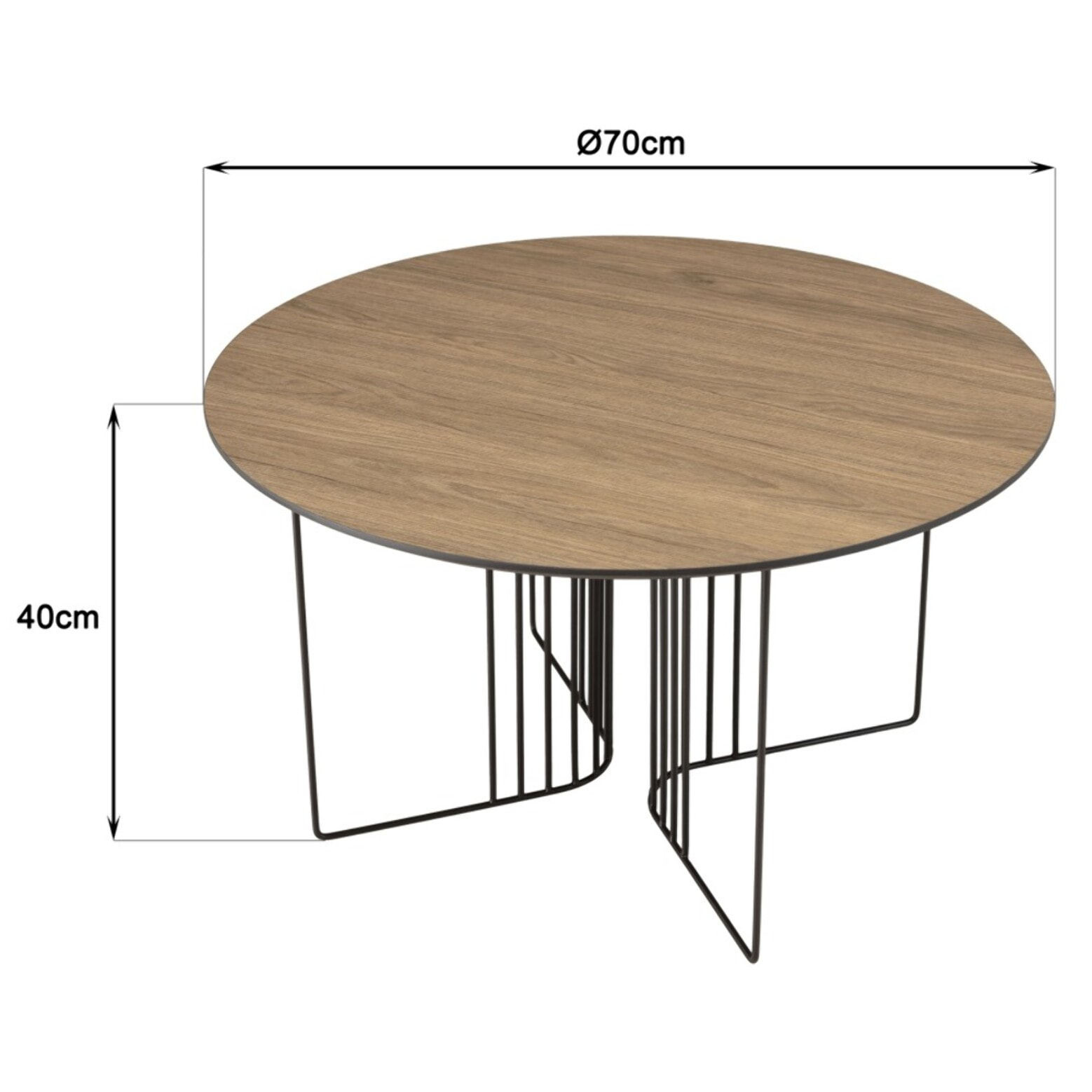 JULIA - Table basse biseautée 70x70cm mocha pieds graphiques métal noir