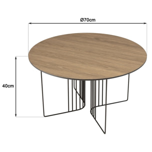 JULIA - Table basse biseautée 70x70cm mocha pieds graphiques métal noir