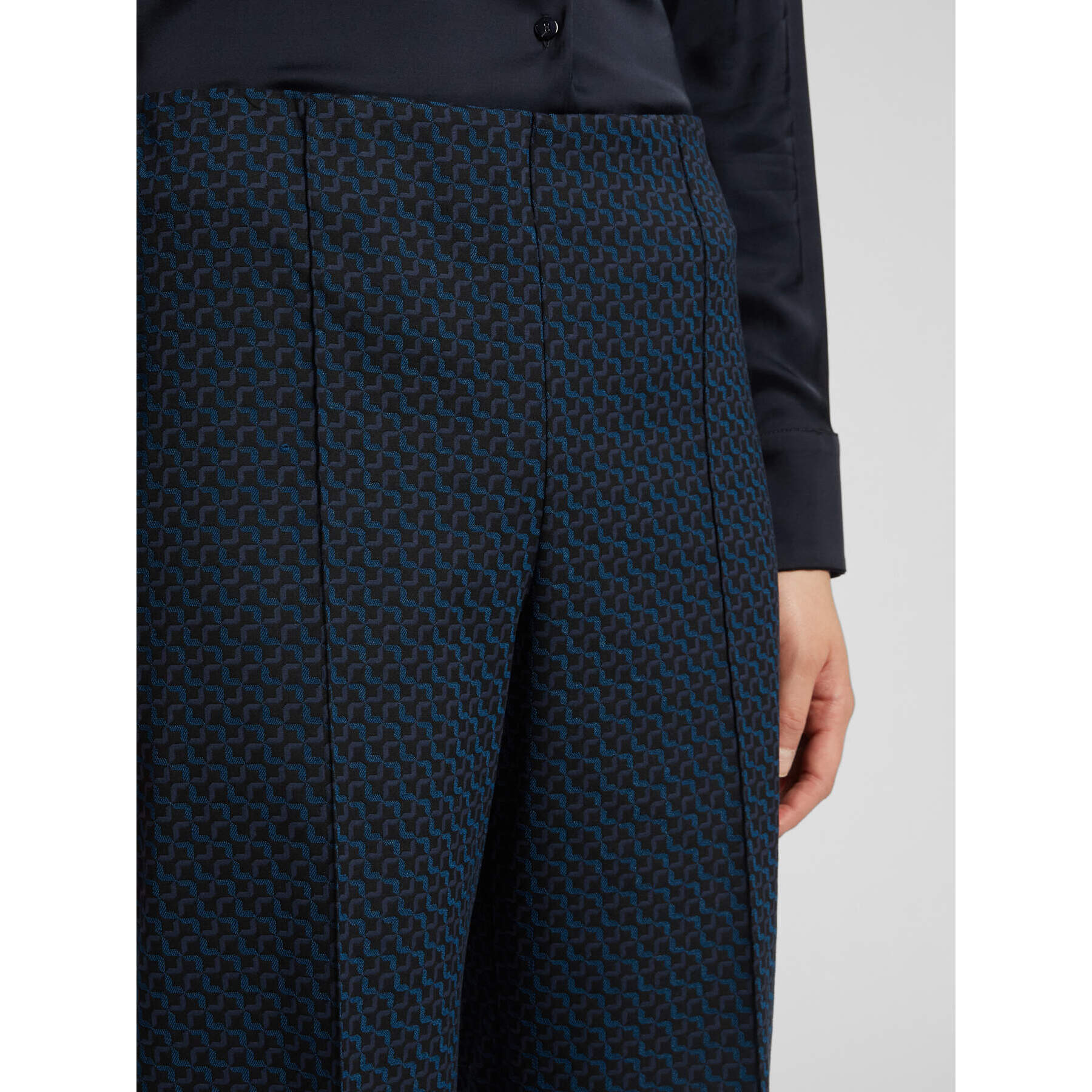 Elena Mirò - Pantalón cropped jacquard - Negro