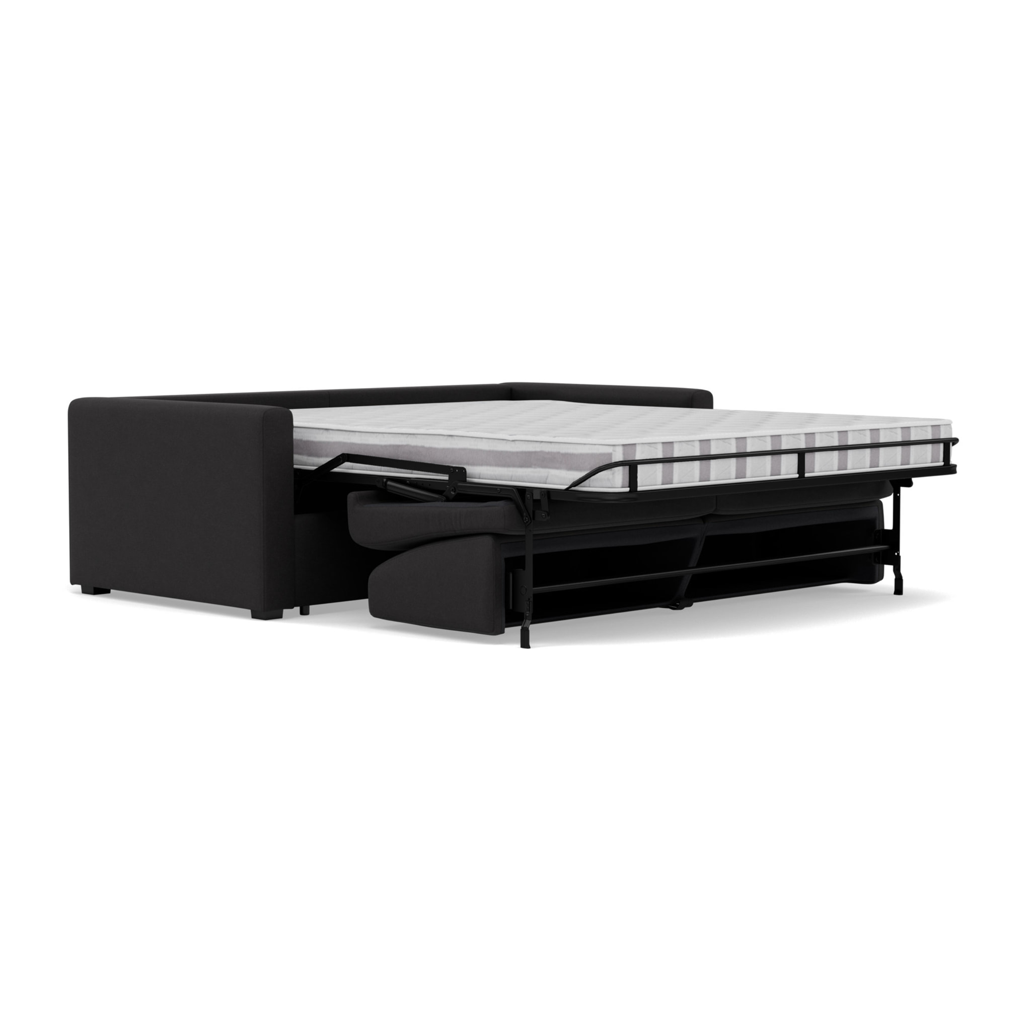 Julia - canapé 3 places convertible couchage quotidien matelas 14 cm en tissu - Noir