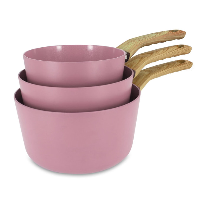 Lot de 3 casseroles revêtement céramique lilas - tous feux COLORAMA