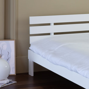 Lit en bois avec tête de lit 160x200cm blanc FINN