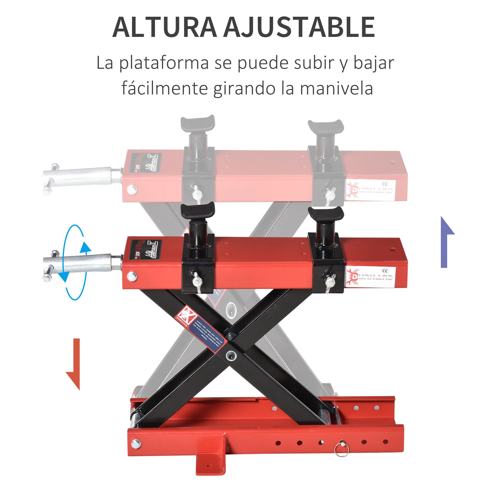 Plataforma Elevadora para Motocicletas Carga 500 kg Altura Ajustable de 19-53 cm