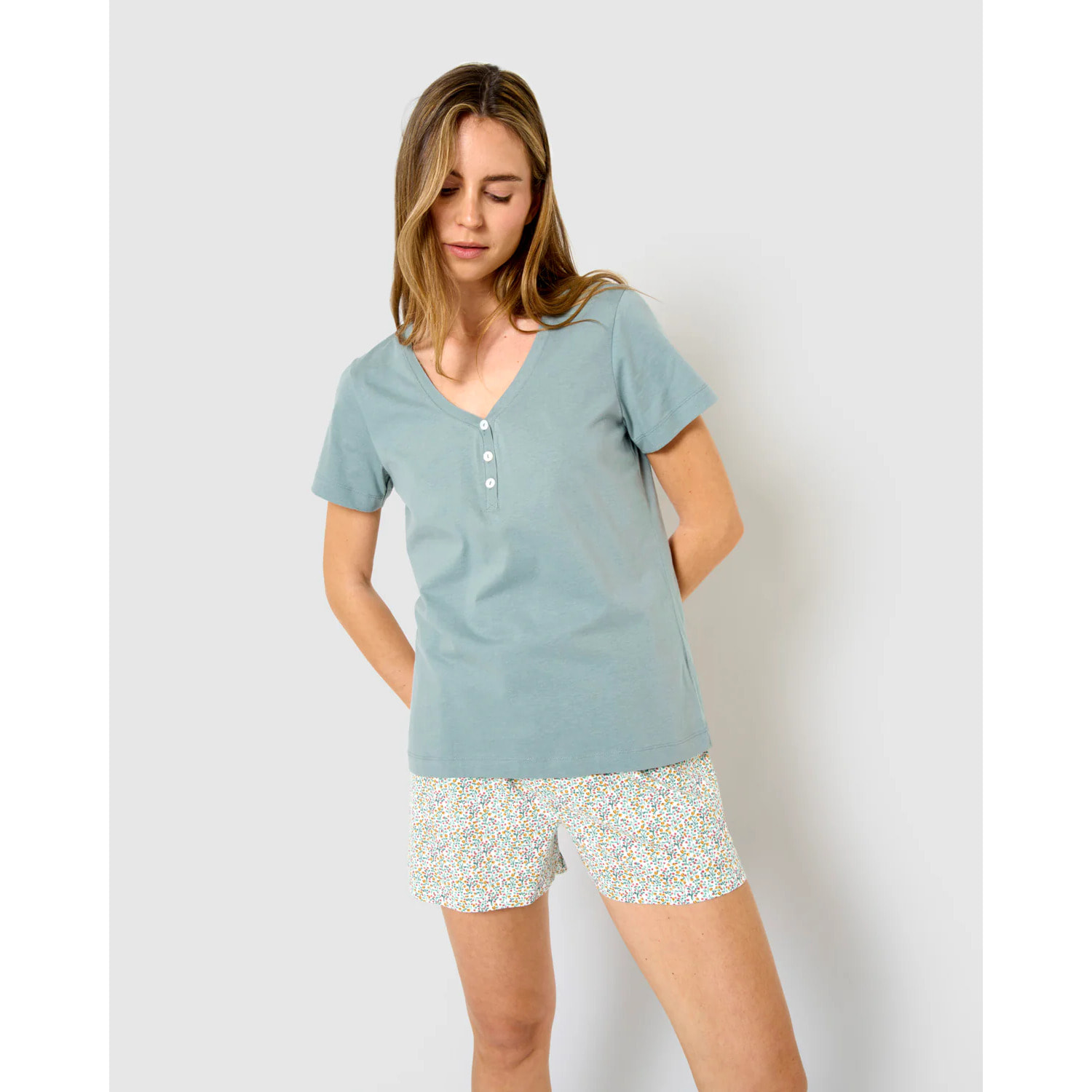 Pijama corto algodón clarita verde