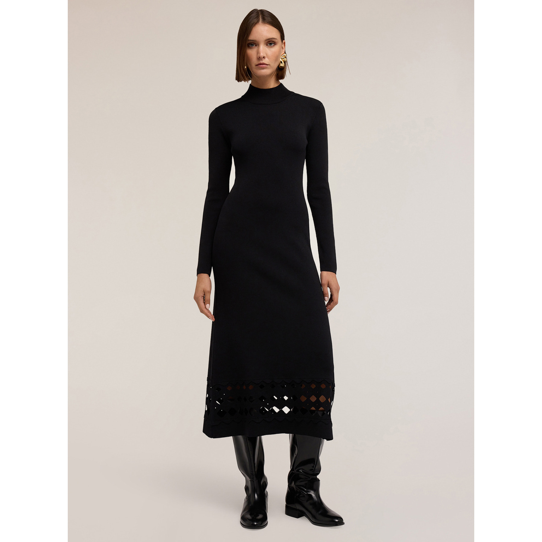 Motivi - Vestido de punto con abertura - Negro