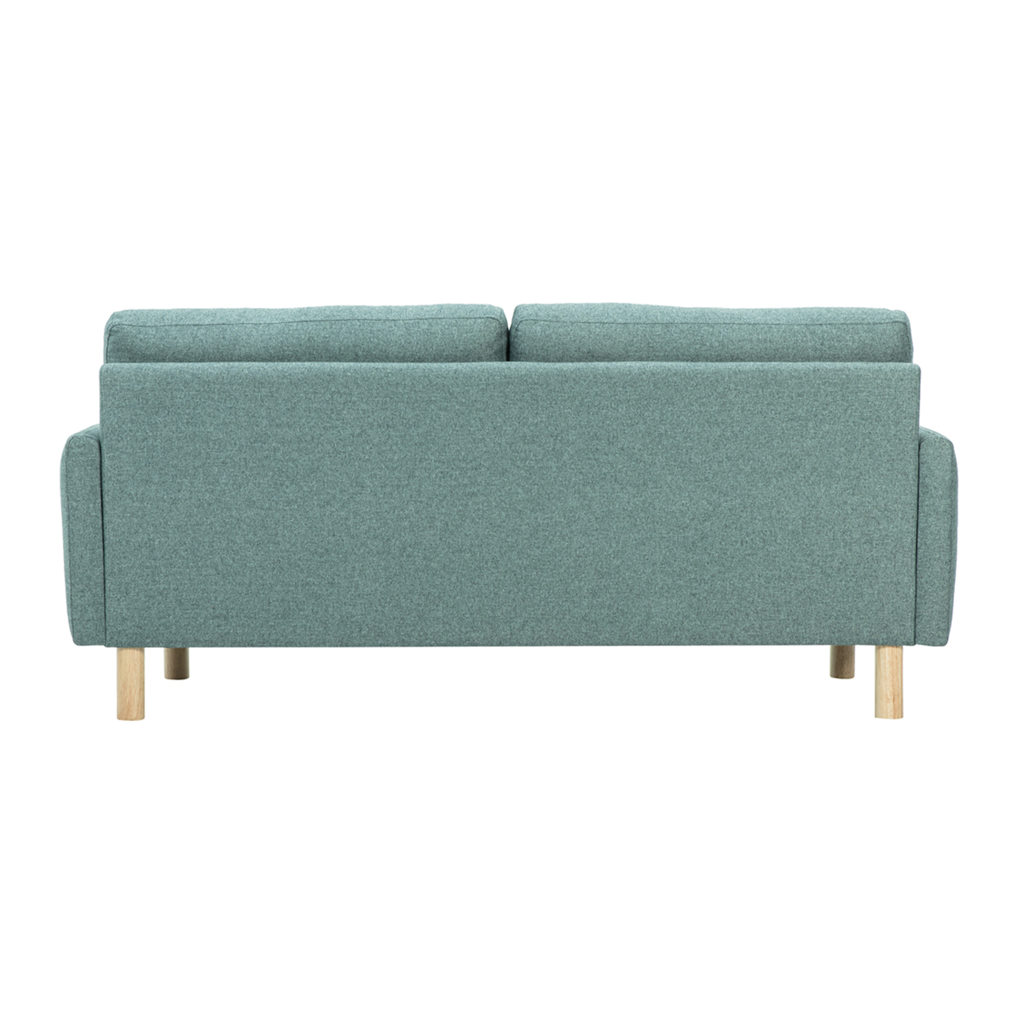 Canapé design 3 places en tissu vert de gris et bois clair BONO