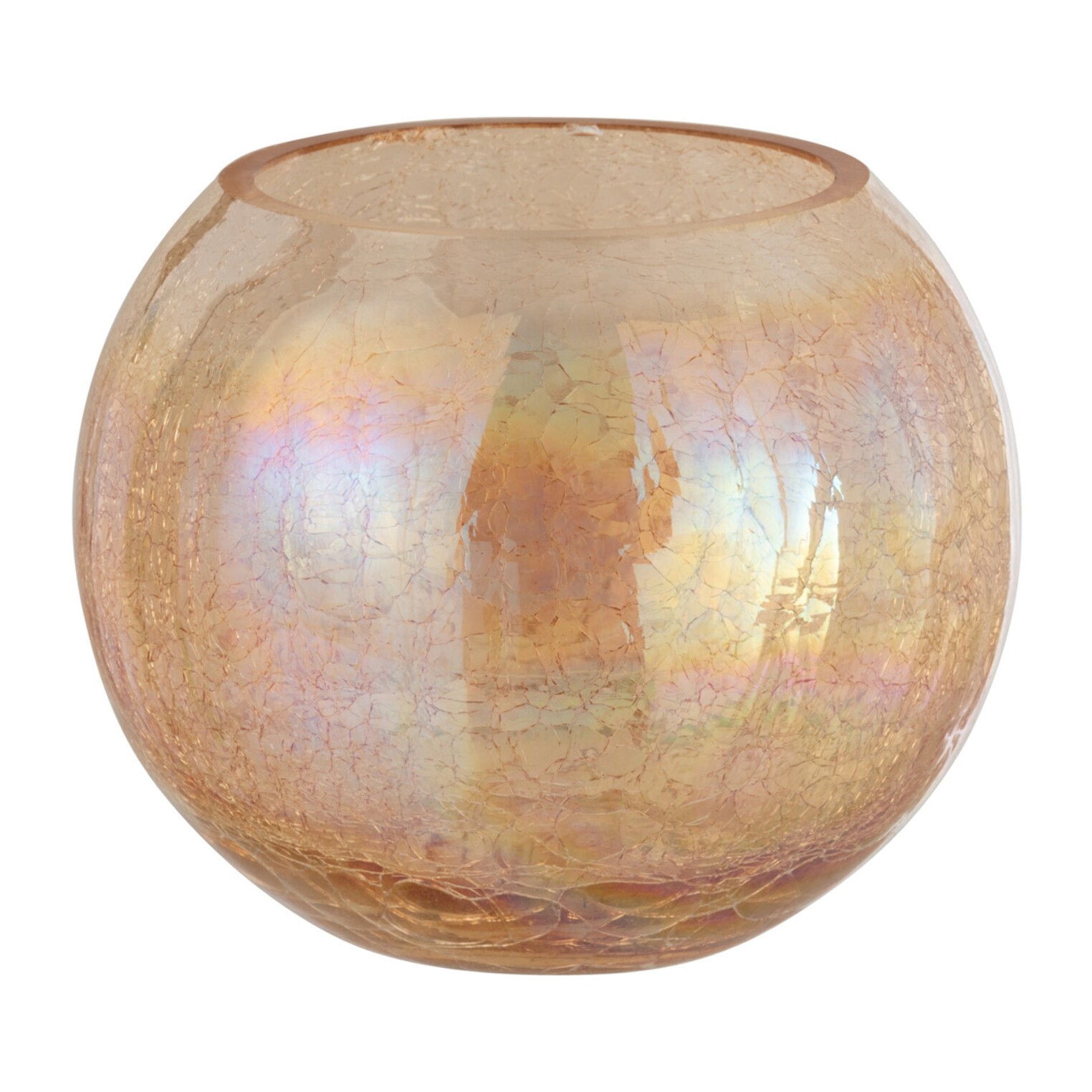 J-Line photophore Boule Craquele - verre - ambre - large
