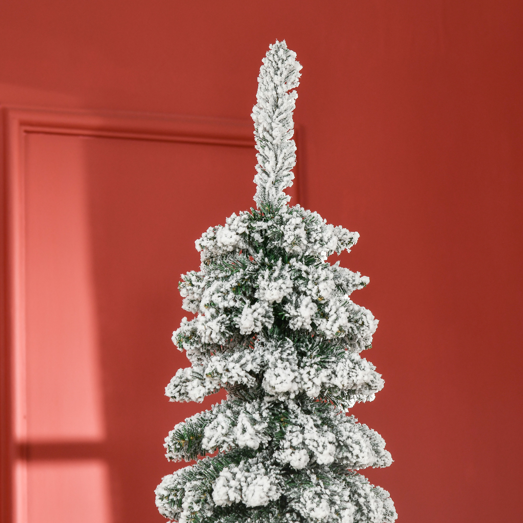 árbol de Navidad Artificial 210 cm con Nieve Ignífugo con 490 Ramas Hojas de PVC