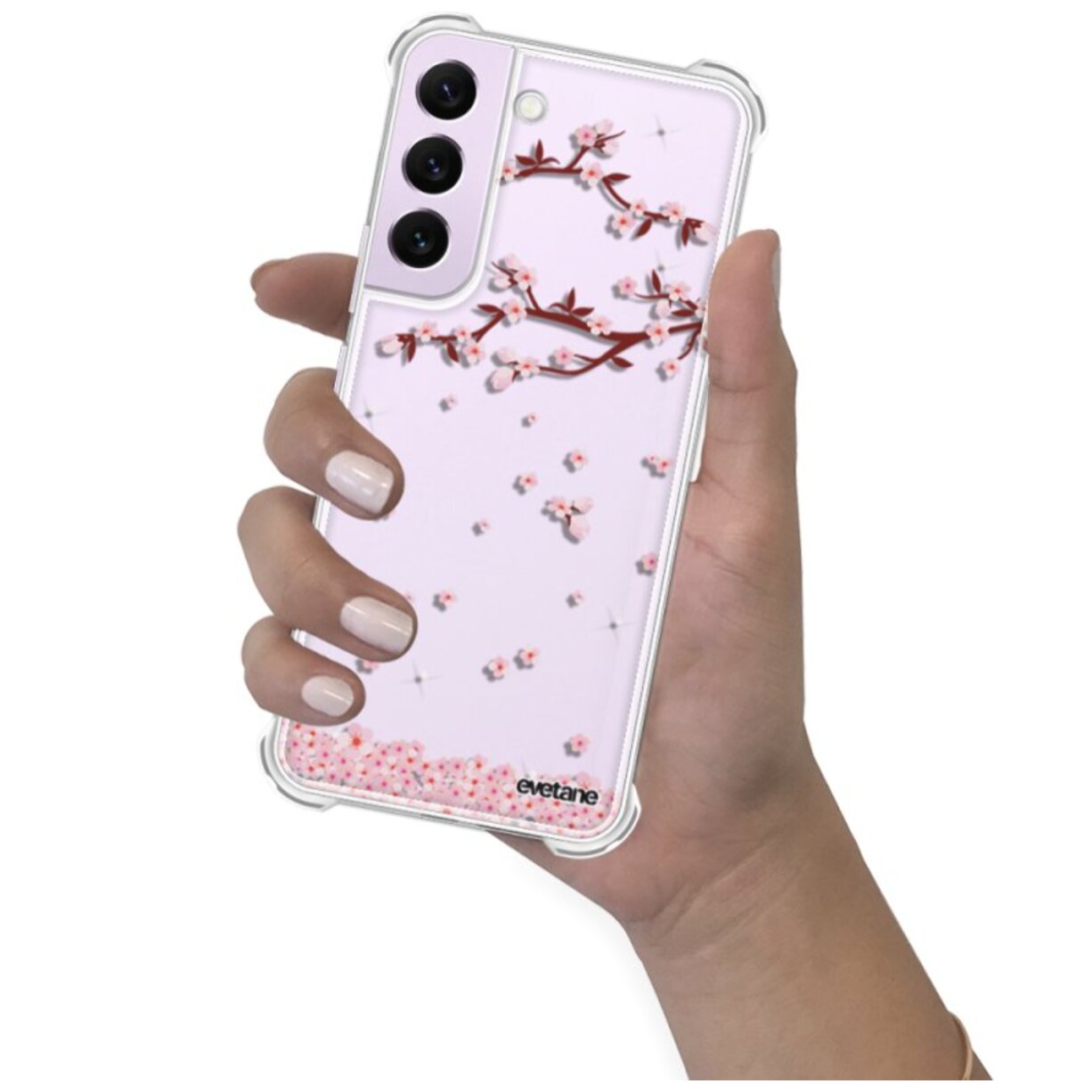 Coque Samsung Galaxy S21 FE Silicone antichocs Solides coins renforcés Protection Housse transparente Chute De Fleurs Evetane