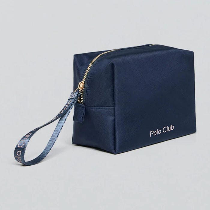 Beauty case Eden blu marino e rosa con particolari Polo Club