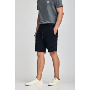 Bermuda Jonas azul oscuro de algodón y patrón relaxed fit con parche en sarga engomado Polo Club