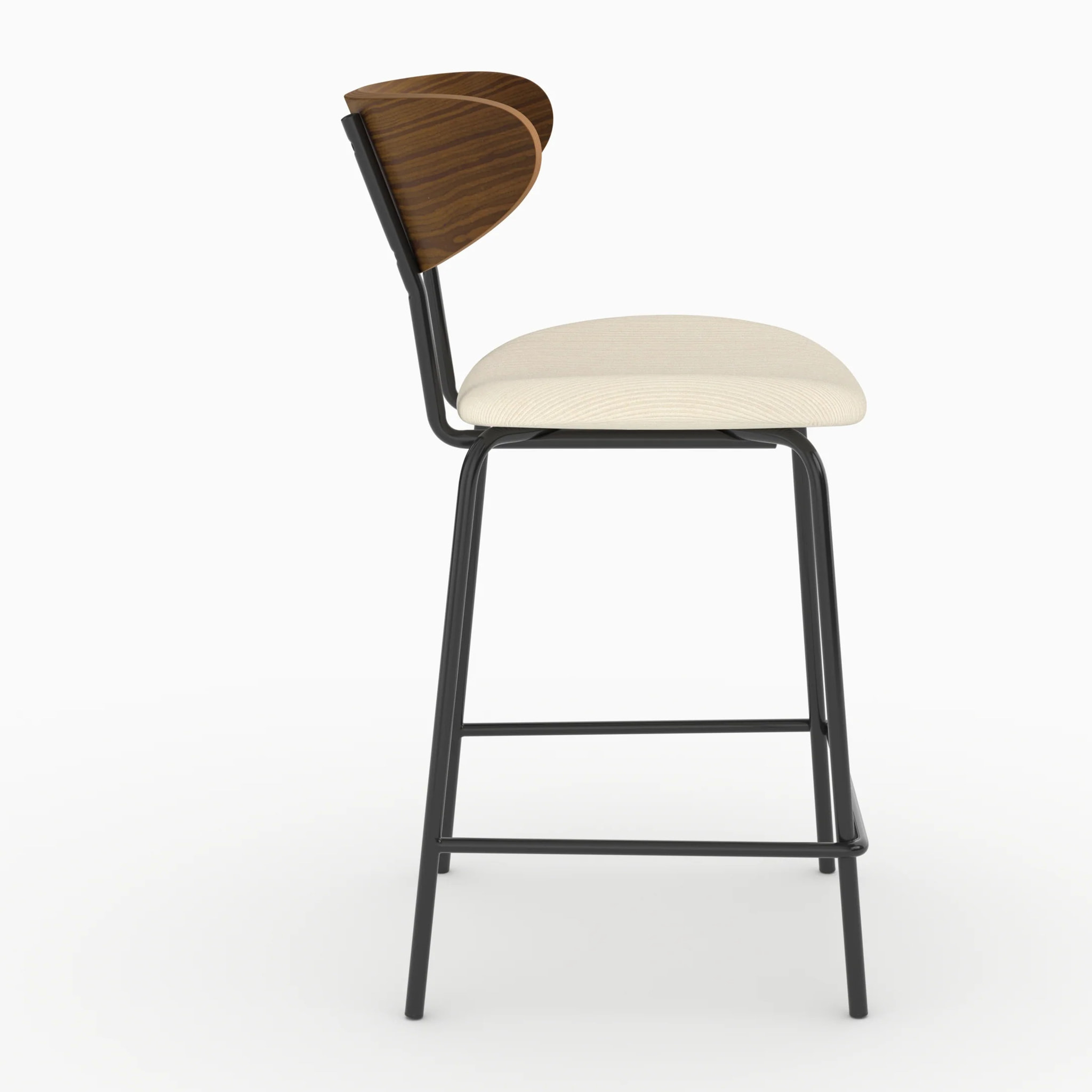 Lot de 2 chaises pour îlot central, velours côtelé blanc crème 64.5 cm - Jade