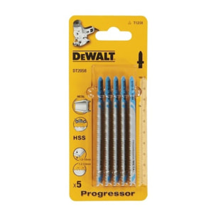 Lame de scie sauteuse denture métal, tubes profilés, alu profondeur de coupe <10 mm Attache en T - Lot de 5 pièces - DEWALT - DT2058-QZ