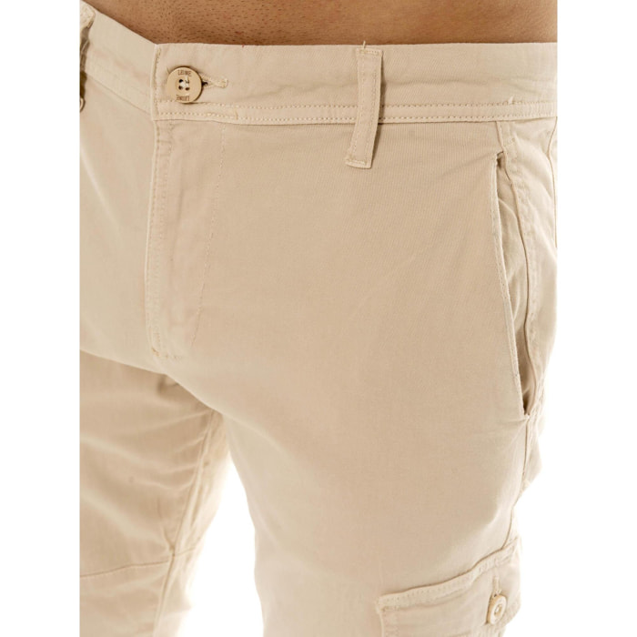 Pantaloni cargo in twill da uomo con passanti Leone Easy