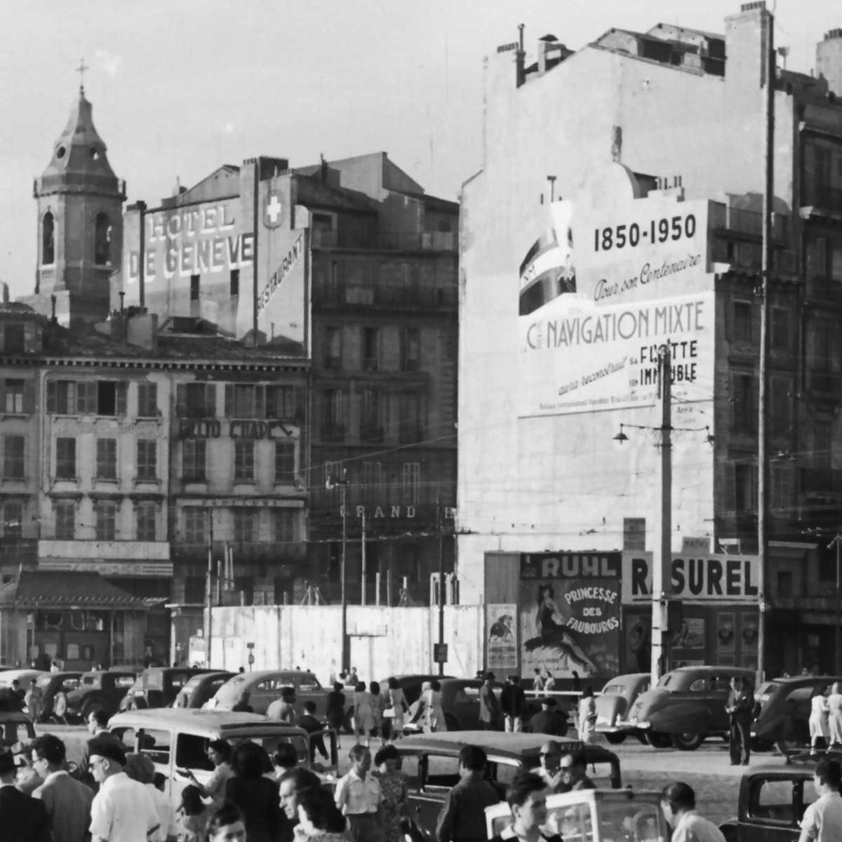 Photo vintage de Marseille - Quai des Belges Toile imprimée