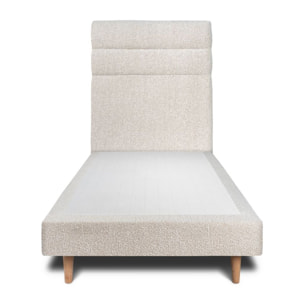 Lit avec tête de lit bandes horizontales bouclette et sommier tapissier Ep14