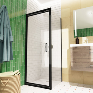 TEX-C ensemble porte compact/paroi 100x90cm anticalcaire avec profilés noir mat (SATTEXC100S90C)