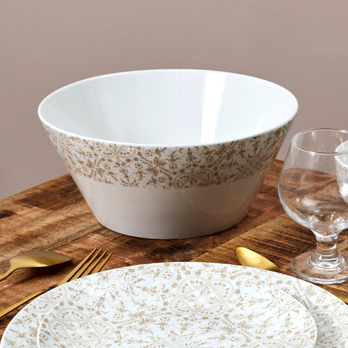 Saladier Porcelaine Motif Faience D25cm