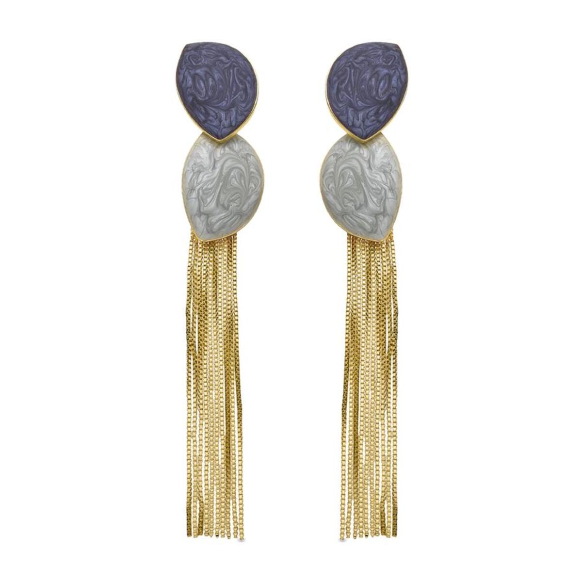 Pendientes con Lacado Azul acabado oro 18k