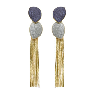 Pendientes con Lacado Azul acabado oro 18k