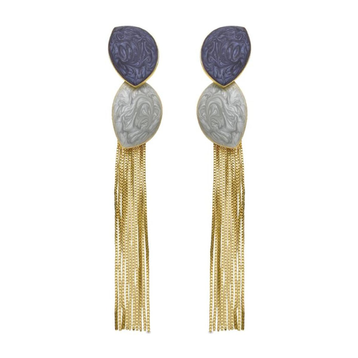 Pendientes con Lacado Azul acabado oro 18k
