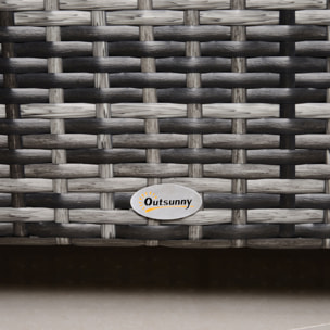 Mesa de Jardín de Ratán Sintético Mesita Auxiliar con Vidrio Templado para Terraza Patio Balcón 85x50x39 cm Gris