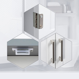 Meuble WC meuble dessus toilettes 2 portes étagère réglable niche dim. 64 x 22 x 165 cm blanc gris