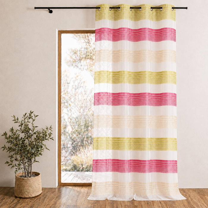 Voilage en organza à fines rayures horizontales - Rose Blush