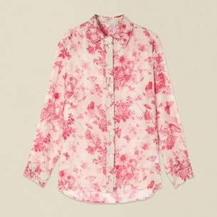Oltre - Camisa de muselina mezcla lyocell estampada - Blanco