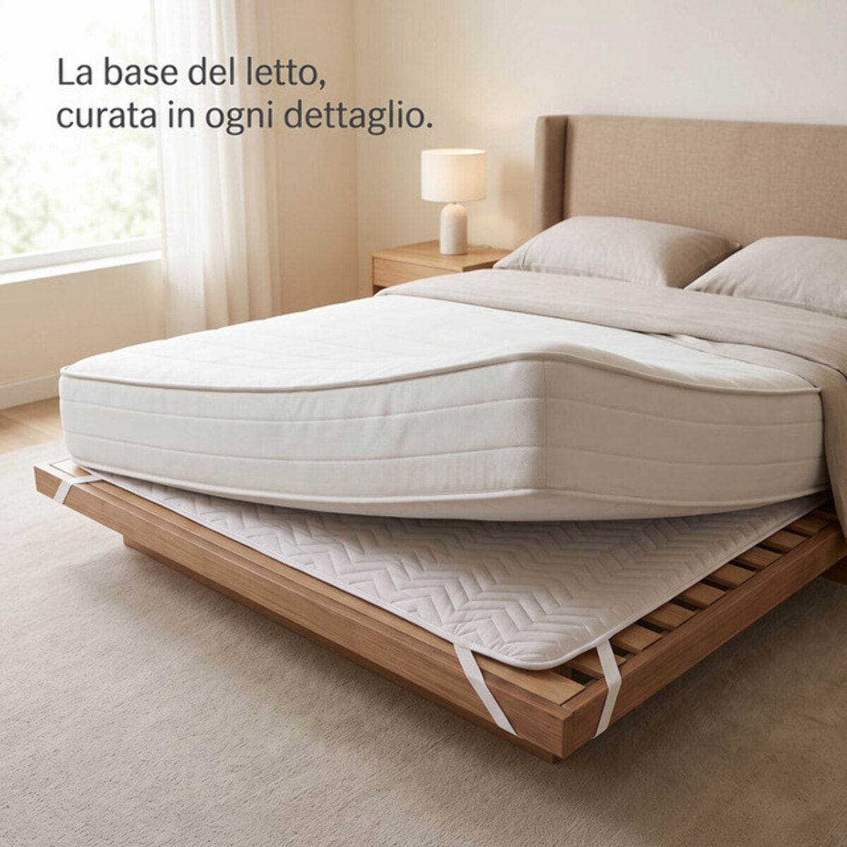 Coprirete Intrecci Trapuntato in Poliestere con Imbottitura 70 GSM e Nastri di Fissaggio