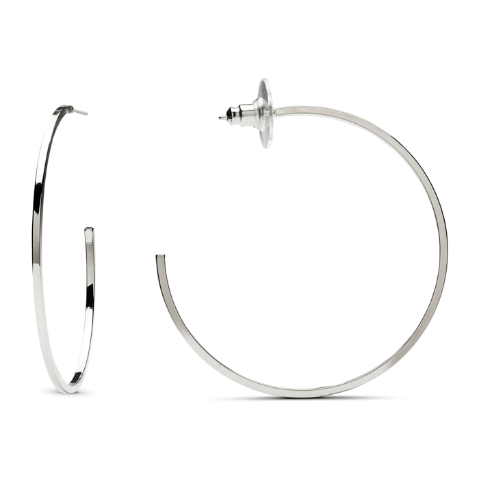 Pendientes de 36mm de diámetro acabados en rodio