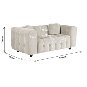 Canapé droit en tissu chenille "Vendome" - 2 places - Beige
