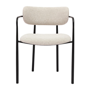 Chaises en tissu texturé beige et métal noir (lot de 2) SWIFT