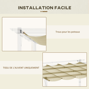 Toile de rechange pour pergola rétractable 4 x 3 m polyester haute densité 180 g/m² imperméabilisé beige