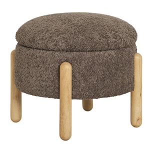Rosie - pouf - en tissu bouclette - Marron