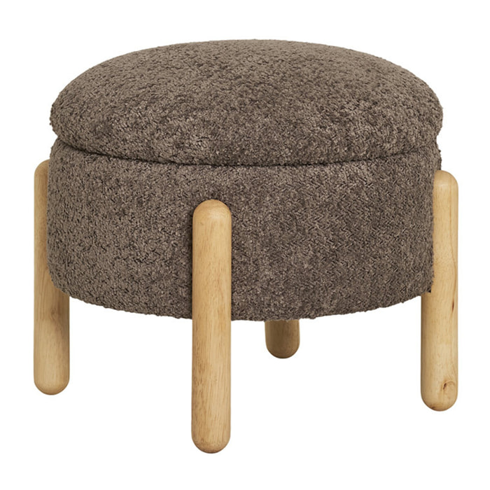 Rosie - pouf - en tissu bouclette - Marron