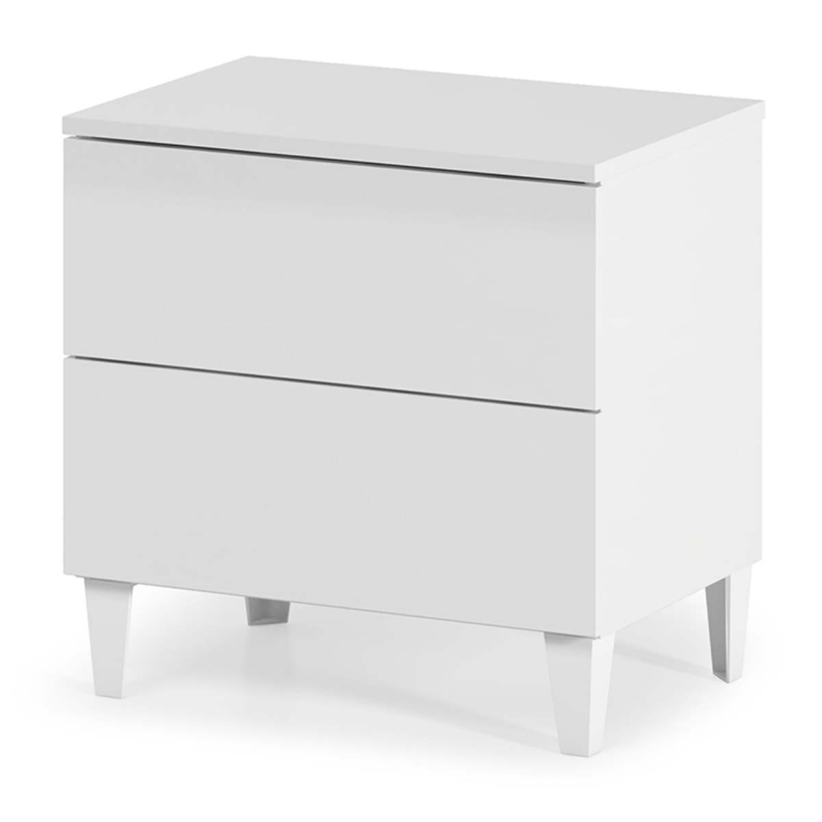 Mesita Noche 2 Cajones 49x50x34 Cm Blanco Brillo
