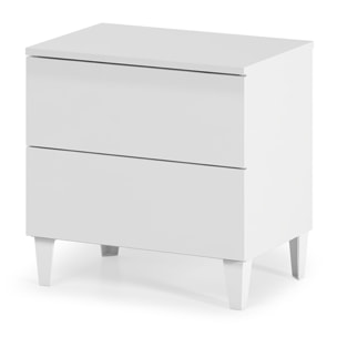 Mesita Noche 2 Cajones 49x50x34 Cm Blanco Brillo